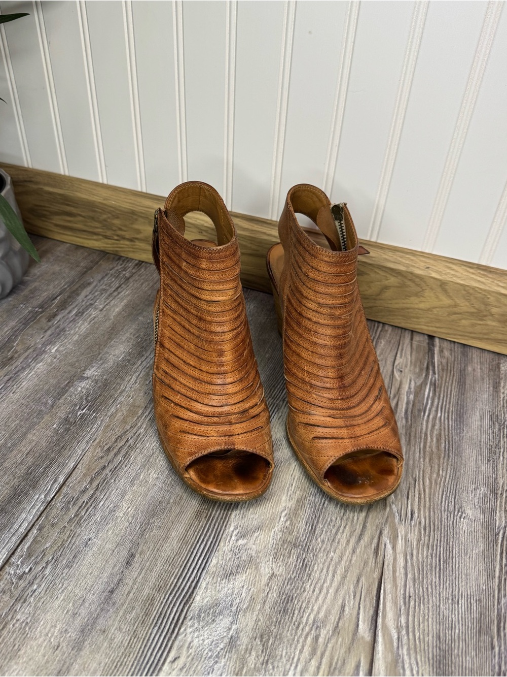 Paul Green Womens Cayenne Brown Peep Toe Sandal Side Zip Ankle Bootie Heel 8